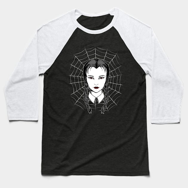 Wednesday Addams Web Baseball T-Shirt by Anilia